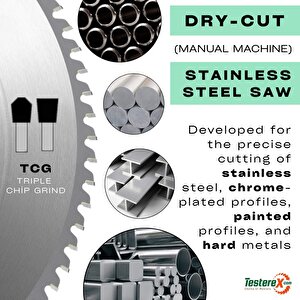 Kronberg 305x2.2x25.4mm 72tcg Diş Paslanmaz Profiller İçin - Tct Elmas Daire Testere (kuru Kesim)