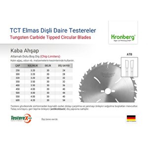 Kronberg 450x4x30mm 40atb Diş Kalın Ağaç Kesici - Tct Elmas Daire Testere (atlamalı Dolu Boş)