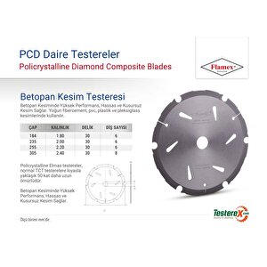 Flamex 235x2x30mm 6 Diş Pcd Dairesel Fibercement Kesim Testeresi (betopan, Hekimboard, Ekobord)