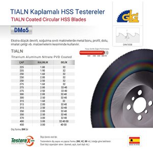 Krabbe 275x2x32mm Bw Diş Tialn Kaplamalı - Hss Daire Testere Bıçağı (demir Alaşımlı Metal Kesimi)