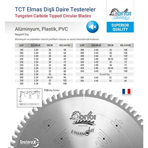 Onci 500x4x32mm 120tcg Diş Alüminyum, Plastik, Pvc - Tct Elmas Daire Testere Bıçağı (pozitif Diş)