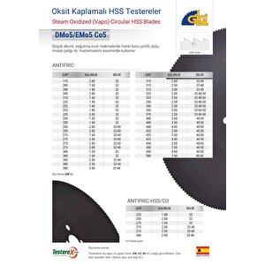 Glg 315x2x32mm Bw Diş Vapo (oksidize) - Hss Daire Testere Bıçağı (demir Alaşımlı Metal Kesimi)