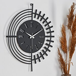 Dubai Yeni Koleksiyon Dekoratif Metal Siyah Duvar Saati 41x41cm Sessiz Mekanizma Mds-41