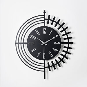 Dubai Yeni Koleksiyon Dekoratif Metal Siyah Duvar Saati 41x41cm Sessiz Mekanizma Mds-41