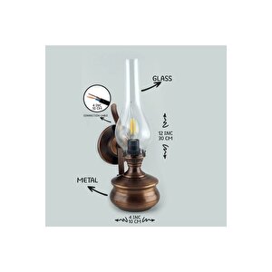 Eskitme Bakır Gaz Lambası Aplik Aydınlatma