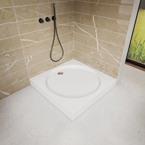 90x90 Kare Yassı Monoblok Duş Teknesi H:12 Cm