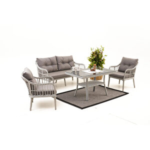 Çeşme Rattan Bahçe Oturma Grubu (2+1+1+M)-Antrasit Antrasit