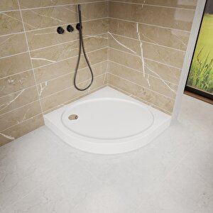 90x90 Oval Yassı Monoblok Duş Teknesi H:12 Cm 90x90 cm