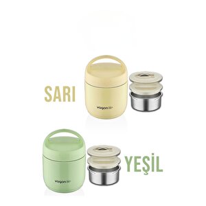 2 Bölmeli Çelik Saklama Kabı 1200 Ml Bl10104