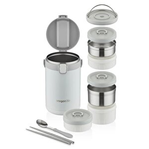 3 Bölmeli Çelik Saklama Kabı 2100 Ml Bl10089