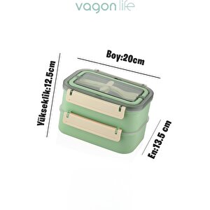 Vagonlife 3 Bölmeli Çelik Saklama Kabı 1600 Ml Bl2221-2