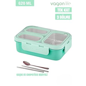 Lunch Box 620 Ml Tek Kat Üç Bölmeli Metal Kaşıklı Yeni Nesil Sefer Tası