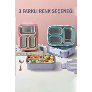 Lunch Box 620 Ml Tek Kat Üç Bölmeli Metal Kaşıklı Yeni Nesil Sefer Tası