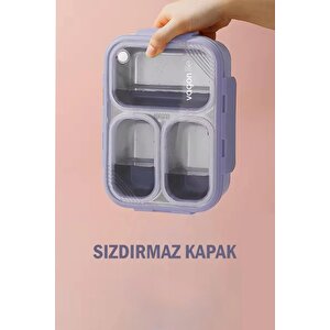 Lunch Box 620 Ml Tek Kat Üç Bölmeli Metal Kaşıklı Yeni Nesil Sefer Tası Pembe