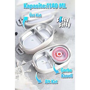 1140 Ml 2 Kat Paslanmaz Çelik Çorba Kaseli Bento Lunch Box Yeni Nesil Sefer Tası