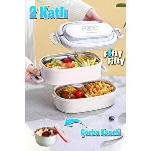 Vagonlife 1140 Ml 2 Kat Paslanmaz Çelik Çorba Kaseli Bento Lunch Box Yeni Nesil Sefer Tası