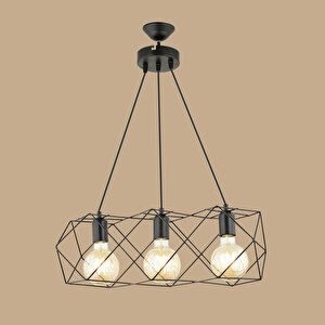 Celine 3'lü Sıralı Sarkıt Avize Siyah (50x90 Cm) Siyah