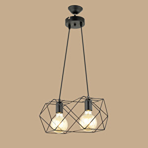 Celine 2'li Sıralı Sarkıt Avize Siyah (50x75 Cm) Siyah