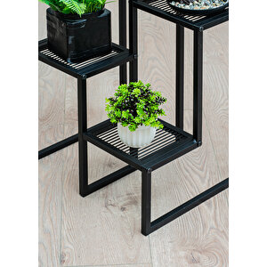 ̇ Garden 4 Raflı Metal Saksılık Metal Raflı Dekoratif Saksı Standı