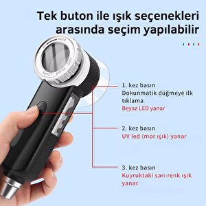 Texta Th-8019 30x Ayarlanabilir Çoklu Işıklı Usb Şarjlı El Büyüteci