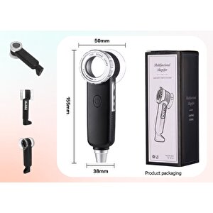 Texta Th-8019 30x Ayarlanabilir Çoklu Işıklı Usb Şarjlı El Büyüteci