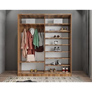 Bar Sürgülü Portmanto Ceviz&beyaz 180 cm