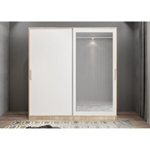 Bar Sürgülü Portmanto Meşe&beyaz 160 cm