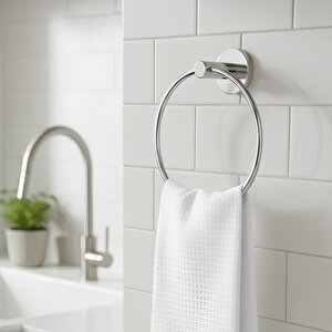 Havlu Askılığı Vidalı Krom Kaplama Yuvarlak 16 Cm Banyo Mutfak Lavabo Pratik Havluluk Askılığı
