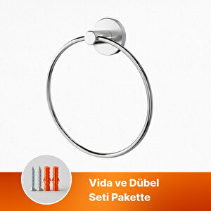Havlu Askılığı Vidalı Krom Kaplama Yuvarlak 16 Cm Banyo Mutfak Lavabo Pratik Havluluk Askılığı
