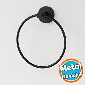 Siyah Yuvarlak 16 Cm Banyo Mutfak Lavabo Pratik Havluluk Askılığı Vidalı
