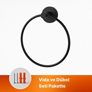 Siyah Yuvarlak 16 Cm Banyo Mutfak Lavabo Pratik Havluluk Askılığı Vidalı