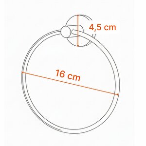 Siyah Yuvarlak 16 Cm Banyo Mutfak Lavabo Pratik Havluluk Askılığı Vidalı