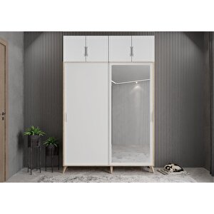 Trend Sürgülü Portmanto Meşe&Beyaz 140 cm