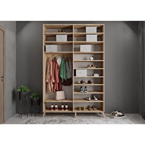 Trend Sürgülü Portmanto Meşe&Beyaz 140 cm
