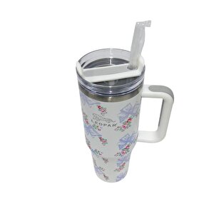 Yk1549 Pipetli 1,2 Lt Çelik Bardak Termos Beyaz