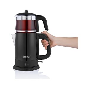 Arnica Ih33205 Demli Stil Cam Demlik Çay Makinesi Siyah