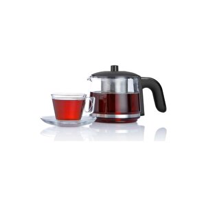 Arnica Ih33205 Demli Stil Cam Demlik Çay Makinesi Siyah
