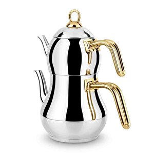 Lines Şahmeran Orta Boy 3 No Çelik Çaydanlık Altın Metal Sap