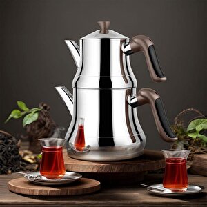 Lines Naz Mini Boy Çelik Çaydanlık Kristal Bronz