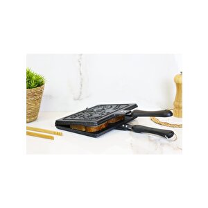 Evita Bio Granit Ocak Üstü El Tost Makinesi Siyah