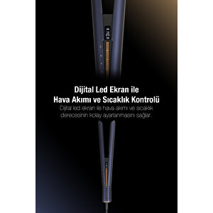 Jolie Hs1600 Hava Üflemeli Dijital Isı Göstergeli İyon Etkili Saç Düzleştirici Mavi