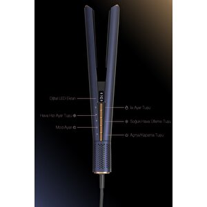 Jolie Hs1600 Hava Üflemeli Dijital Isı Göstergeli İyon Etkili Saç Düzleştirici Mavi