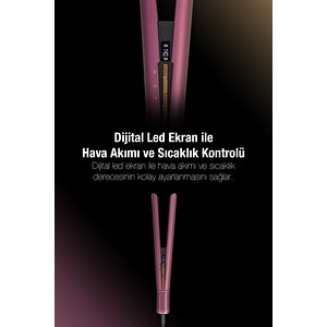 Jolie Hs1600 Hava Üflemeli Dijital Isı Göstergeli İyon Etkili Saç Düzleştirici Mürdüm