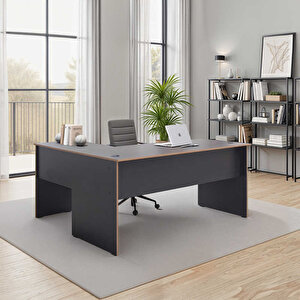 Rio L Ofis Masası - Antrasit/kontra 160x75x144 Cm (gxyxd)