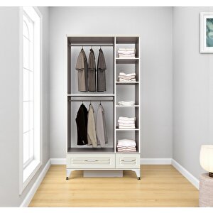 Çisil 3 Kapaklı Çekmeceli Mdf Membran Dolap Gardırop Beyaz Montaj Dahil