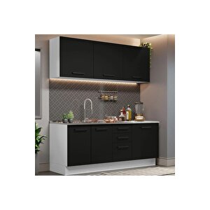 Apollo Hazır Mutfak Dolabı-çok Amaçlı Dolap 180 Cm Ve Beyaz Laminat Tezgah Dahil