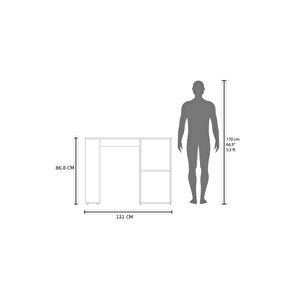 Nora Mutfak Adası -alt Modül-120 Cm Beyaz -atlantikçam-çok Amaçlı Dolap-masa