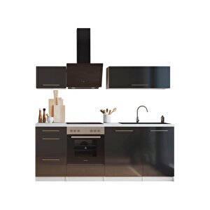 Almora Hazır Mutfak Dolabı 220cm - Parlak-beyaz Laminat Tezgah Dahil-