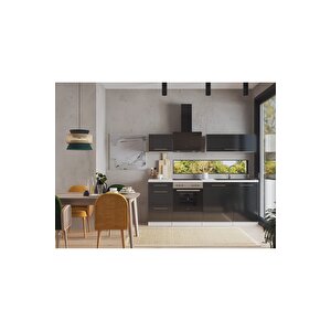 Almora Hazır Mutfak Dolabı 220cm - Parlak-beyaz Laminat Tezgah Dahil-