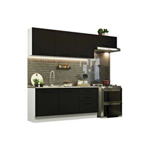 Arp Hazır Mutfak Dolabı-çok Amaçlı Dolap 240 Cm Beyaz Ve Beyaz Laminat Tezgah Dahil